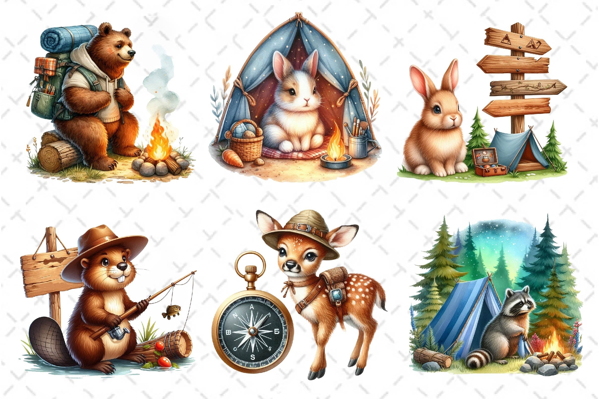 Camping Animals Clipart Bundle 2 - CraftNest - Digital Crafting and Art
