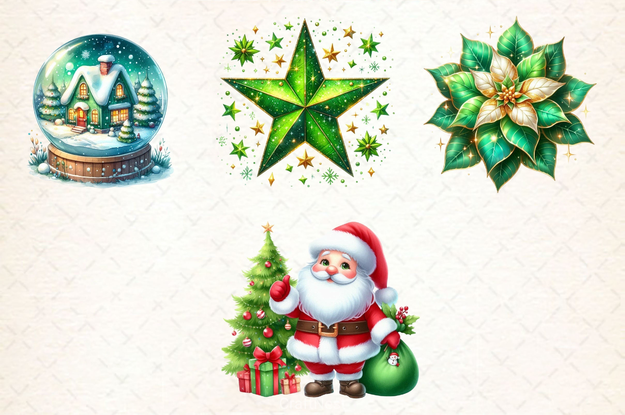 Green Christmas Clipart Bundle 2 - CraftNest - Digital Crafting and Art