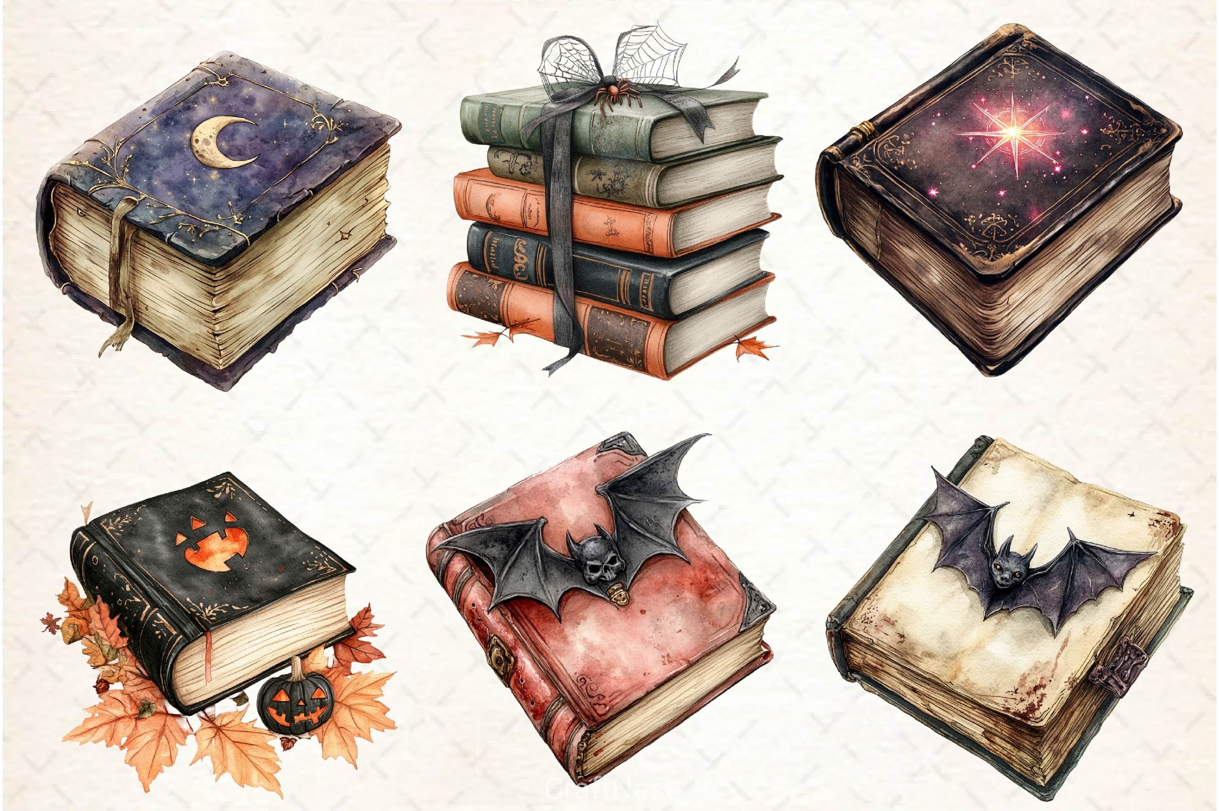Halloween Books Clipart Bundle 3 - CraftNest - Digital Crafting and Art