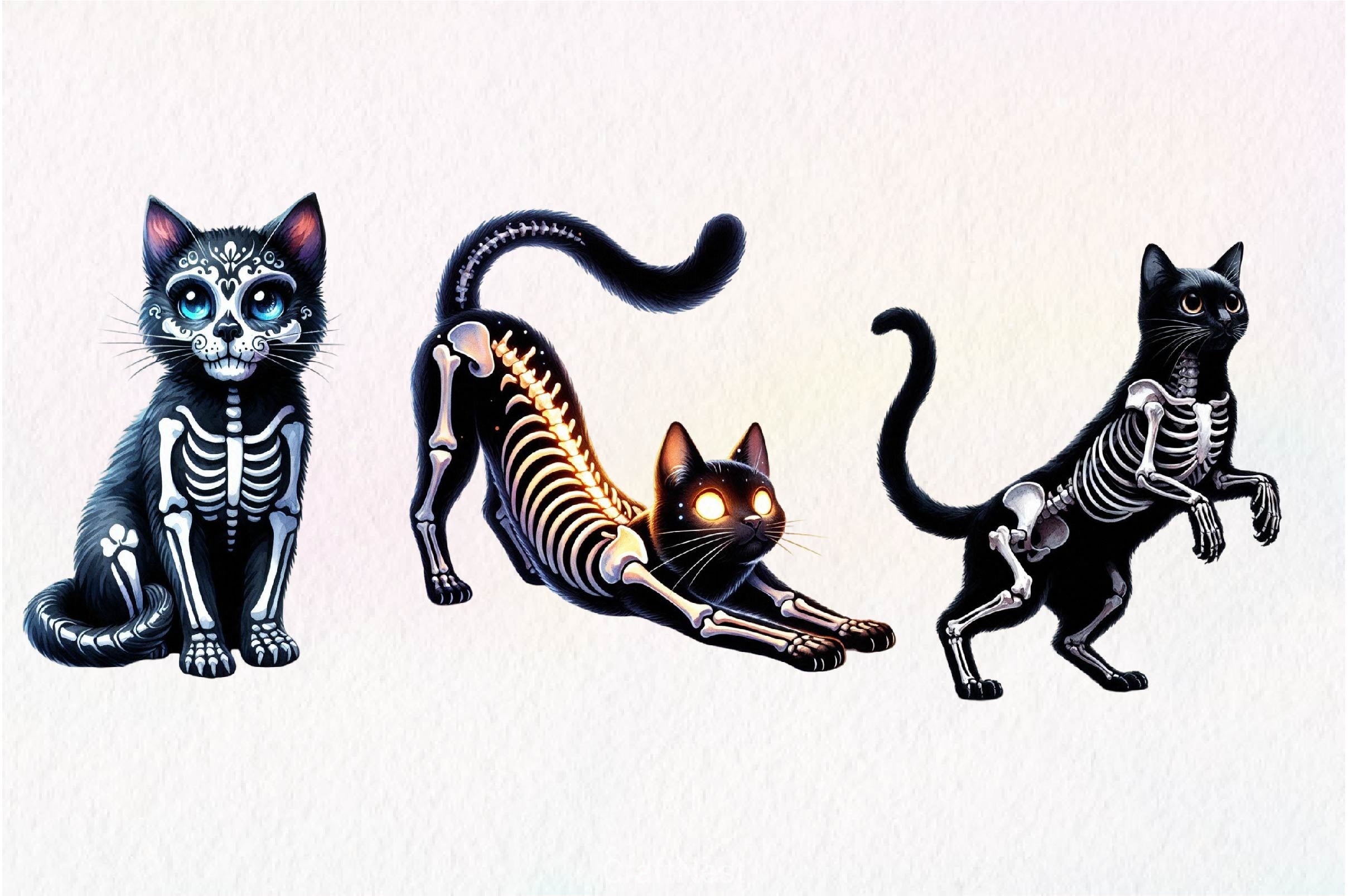 Skeleton Black Cat Clipart Bundle - CraftNest - Digital Crafting and Art