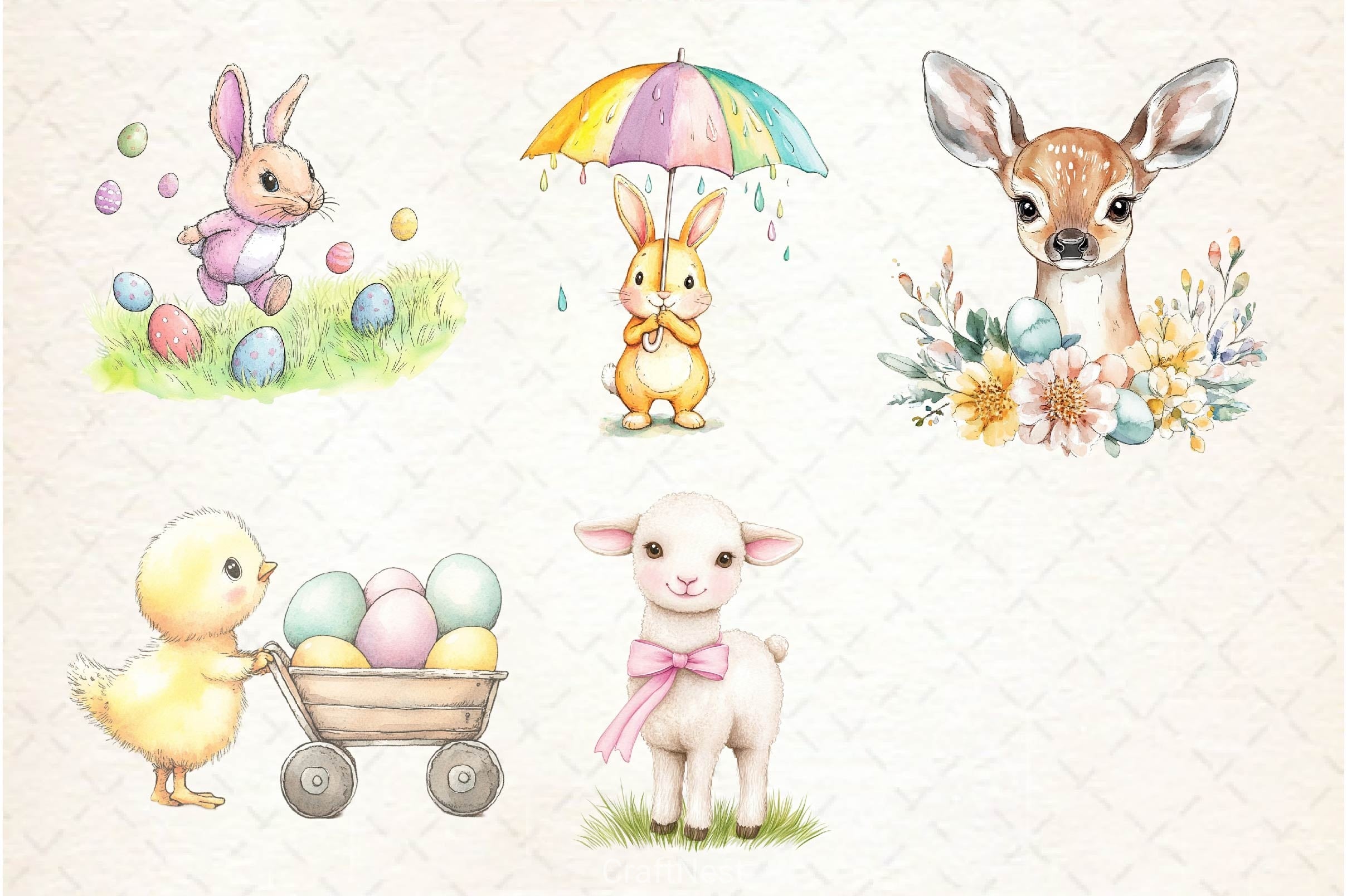 Cute Pastel Easter Clipart Bundle 2 - CraftNest - Digital Crafting and Art