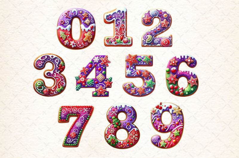 Purple Christmas Gingerbread Alphabet Clipart Bundle - CraftNest - Digital Crafting and Art