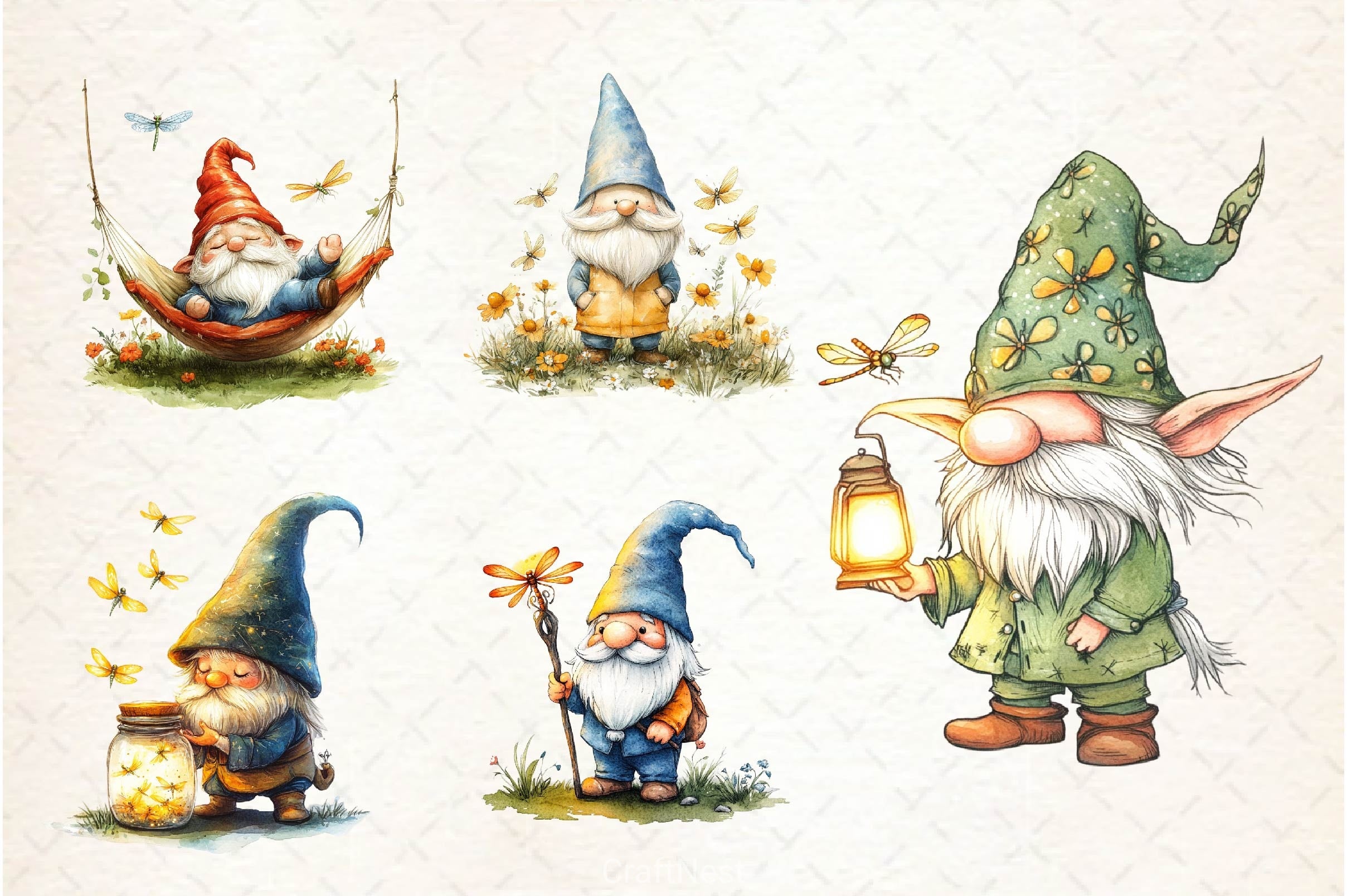 Dragonfly Gnome Clipart Bundle - CraftNest - Digital Crafting and Art