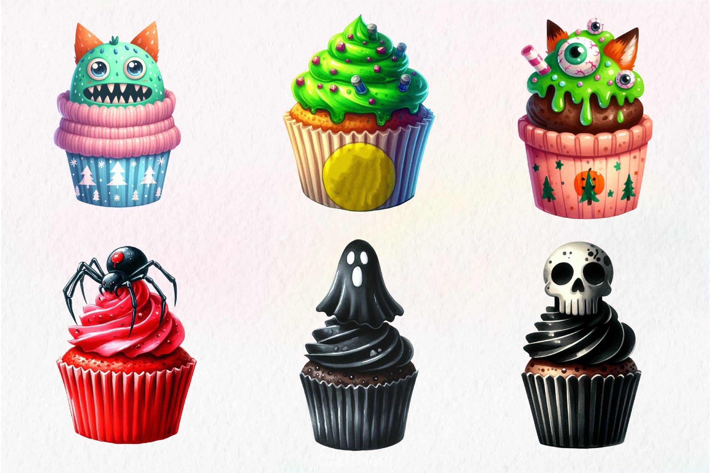 Halloween Scary Cupcake Clipart Bundle - CraftNest - Digital Crafting and Art