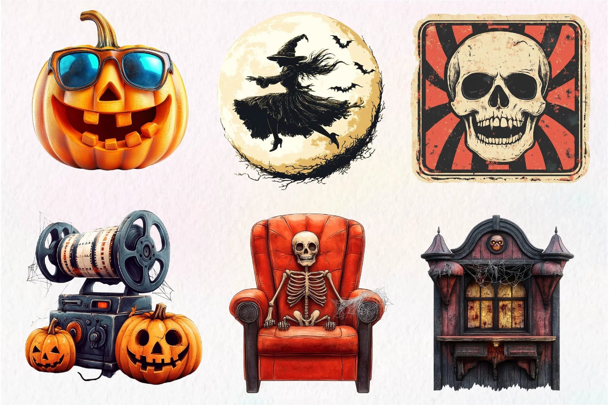 Vintage Halloween Cinema Clipart Bundle - CraftNest - Digital Crafting and Art