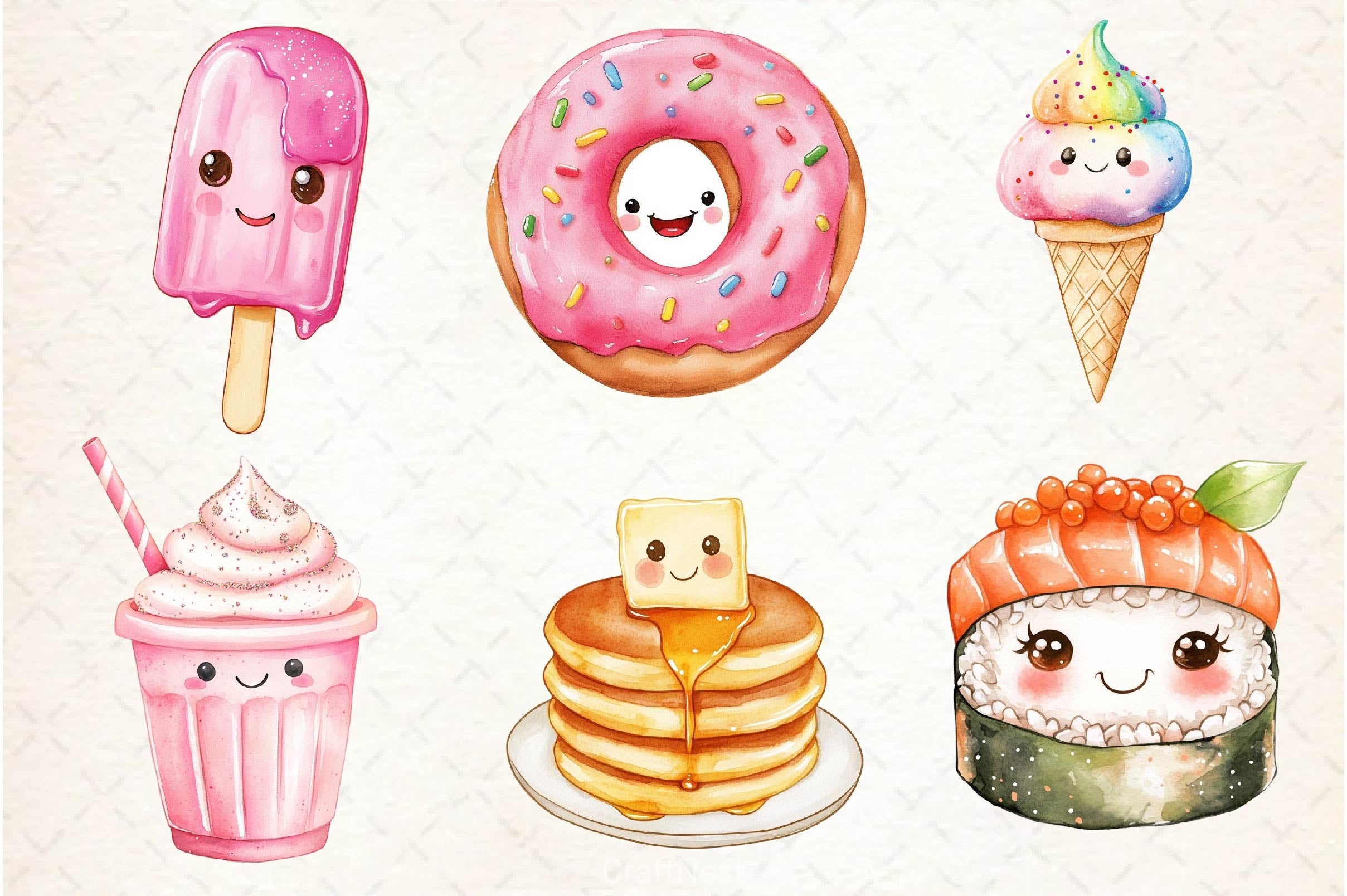 Kawaii Glitter Food Clipart Bundle 3 - CraftNest - Digital Crafting and Art