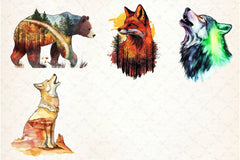 Double Exposure Woodland Animals Clipart Bundle 2 - CraftNest - Digital Crafting and Art