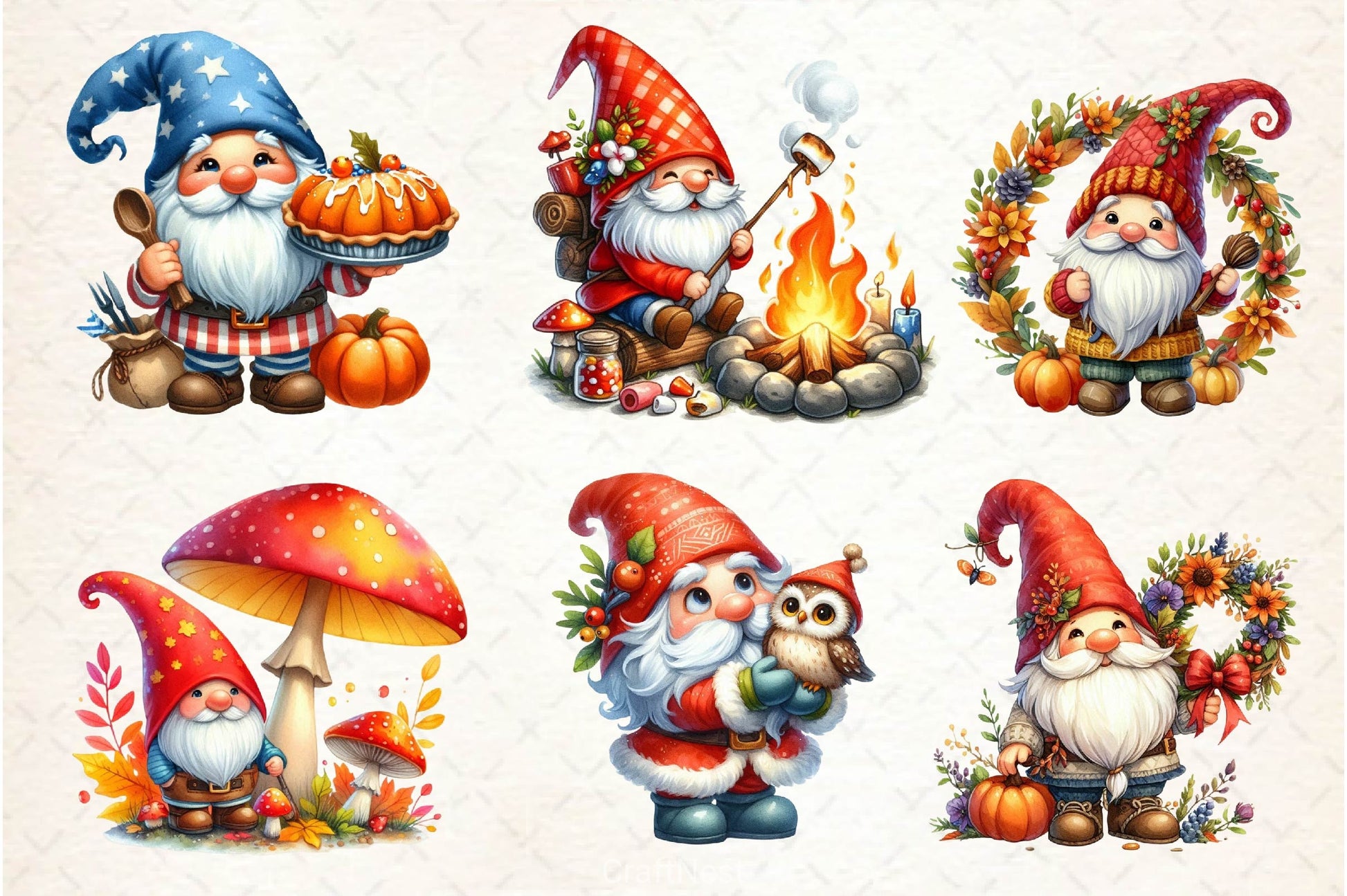 Autumn Gnomes Clipart Bundle 3 - CraftNest - Digital Crafting and Art