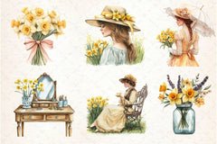 Spring Daffodils Coquette Clipart Bundle - CraftNest - Digital Crafting and Art
