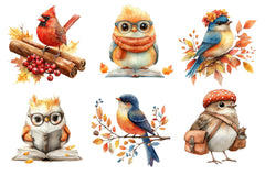 Whimsical Fall Autumn Birds Clipart Bundle - CraftNest - Digital Crafting and Art