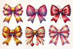 Glitter Coquette Valentine Bow Clipart Bundle - CraftNest - Digital Crafting and Art