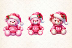 Pink Teddy Bear Christmas Clipart Bundle - CraftNest - Digital Crafting and Art