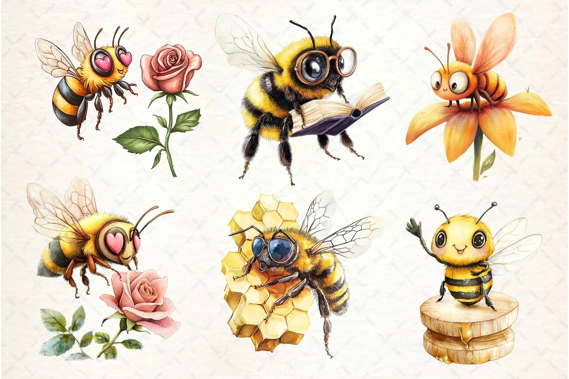 Vintage Bee Expressions Collection Clipart Bundle - CraftNest - Digital Crafting and Art