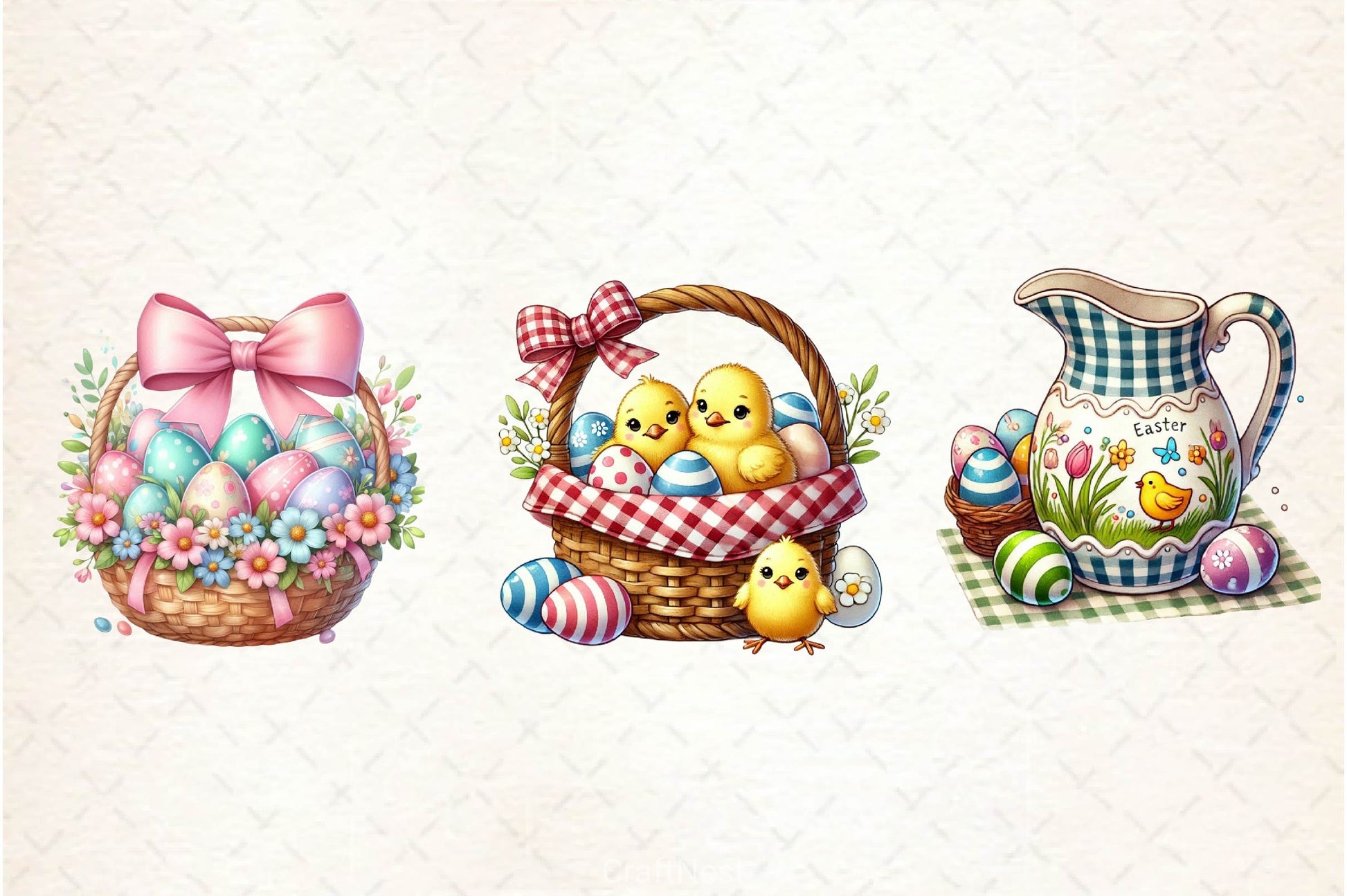 Easter Gingham Ceramic Clipart Bundle - CraftNest - Digital Crafting and Art