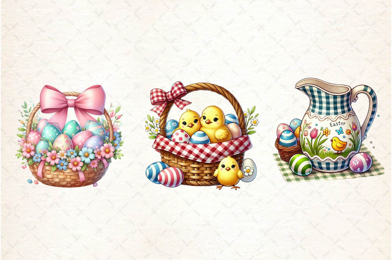 Easter Gingham Ceramic Clipart Bundle - CraftNest - Digital Crafting and Art