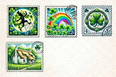 St Patrick's Day Postage Stamp Clipart Bundle - CraftNest - Digital Crafting and Art