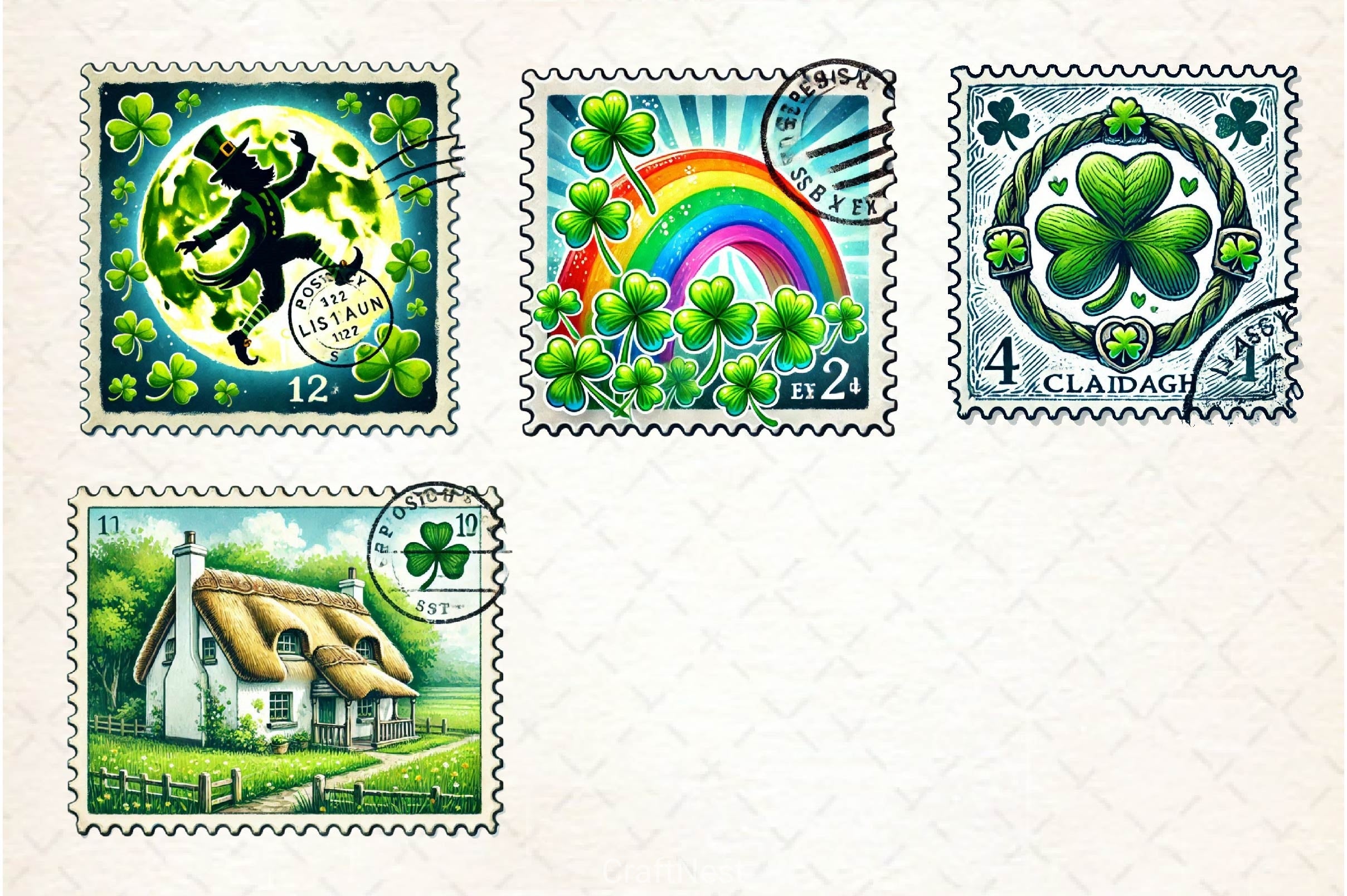 St Patrick's Day Postage Stamp Clipart Bundle - CraftNest - Digital Crafting and Art