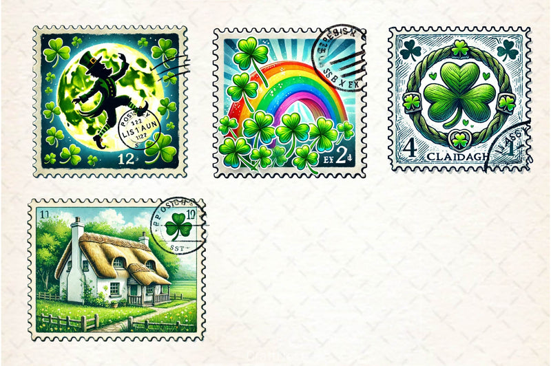 St Patrick's Day Postage Stamp Clipart Bundle - CraftNest - Digital Crafting and Art