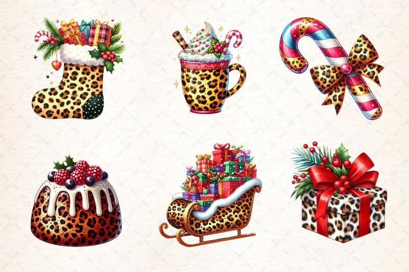 Leopard Print Christmas Clipart Bundle 2 - CraftNest - Digital Crafting and Art