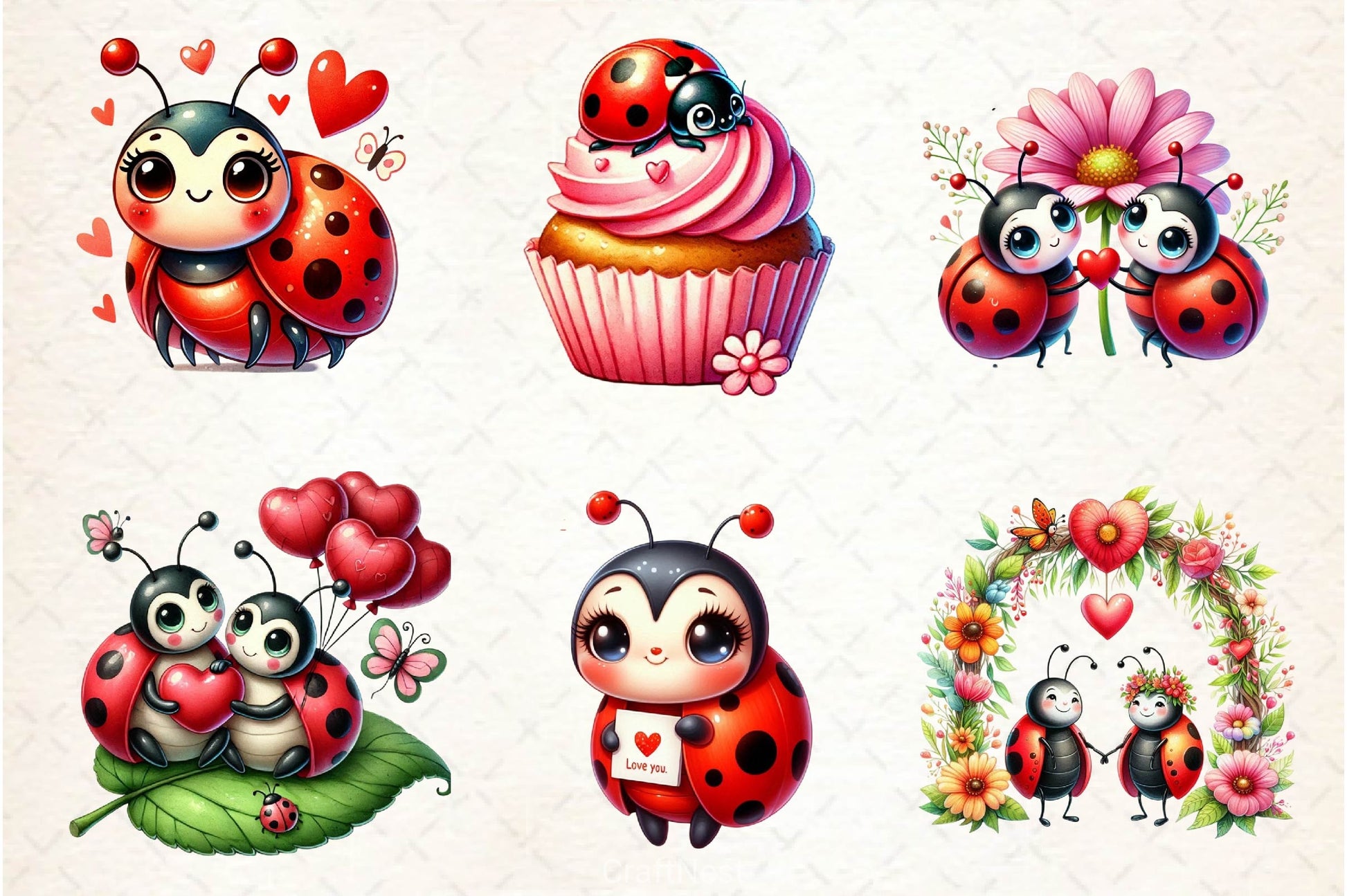 Cute Love Bug Clipart Bundle - CraftNest - Digital Crafting and Art