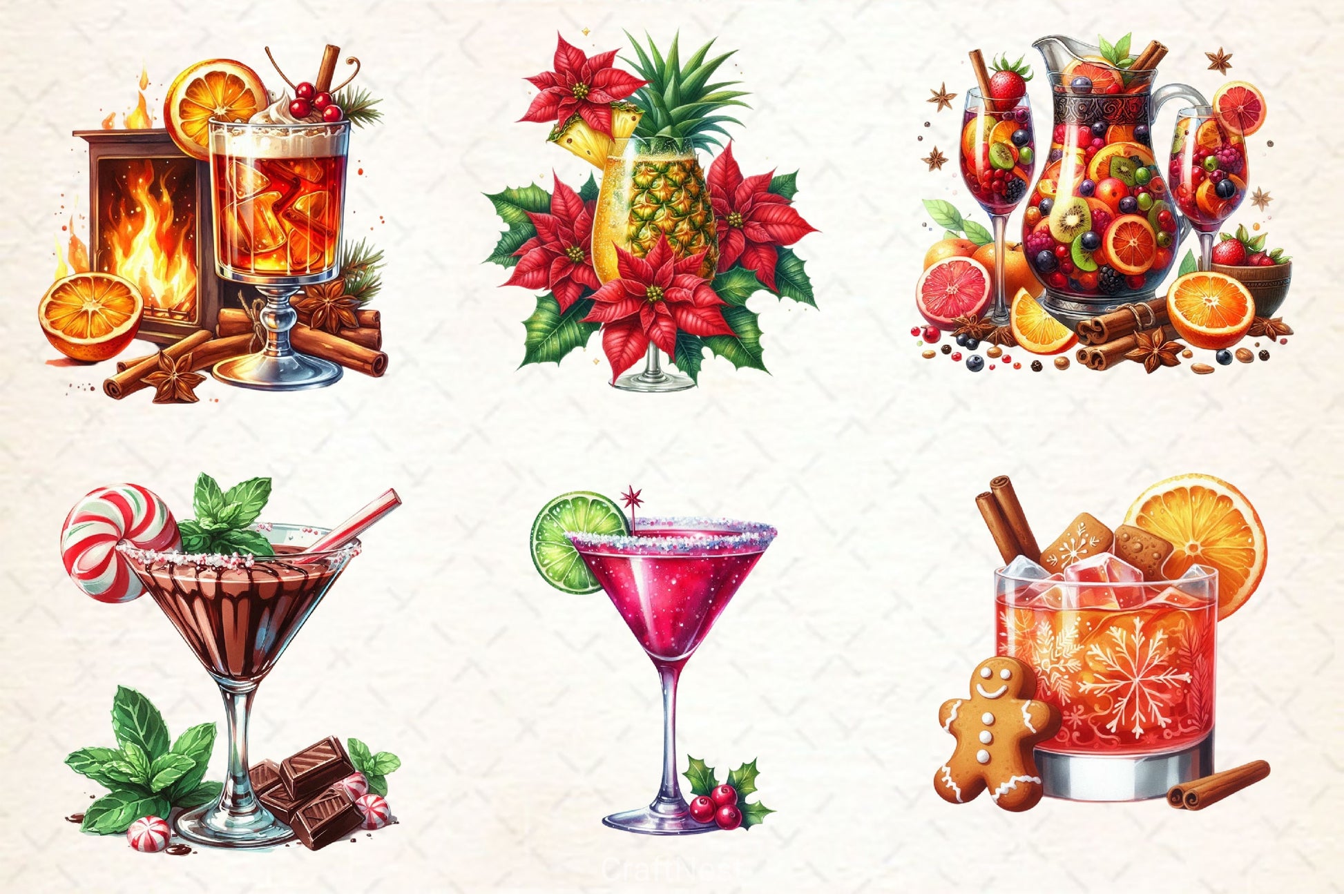 Christmas Cocktail Collection Clipart Bundle 2 - CraftNest - Digital Crafting and Art