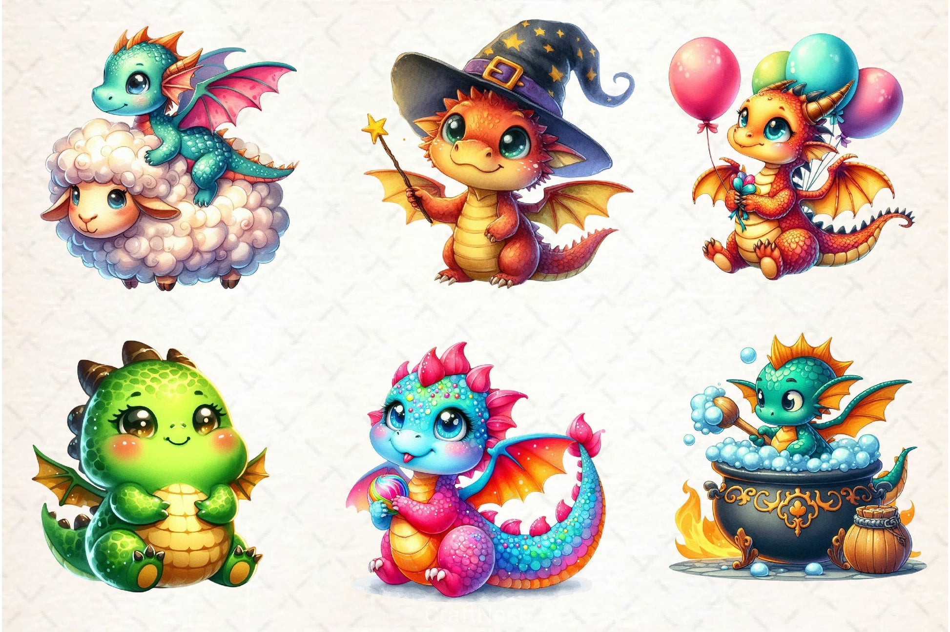 Baby Dragon Clipart Bundle 3 - CraftNest - Digital Crafting and Art