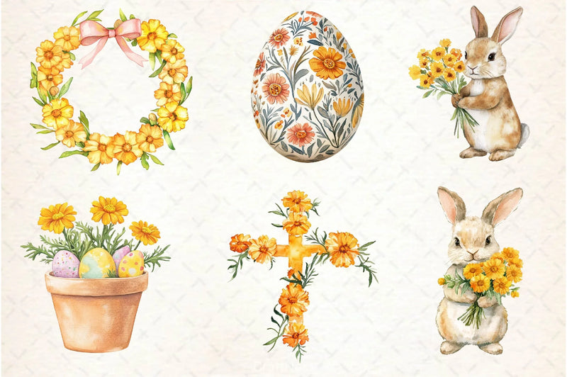 Marigold Easter Clipart Bundle 2 - CraftNest - Digital Crafting and Art