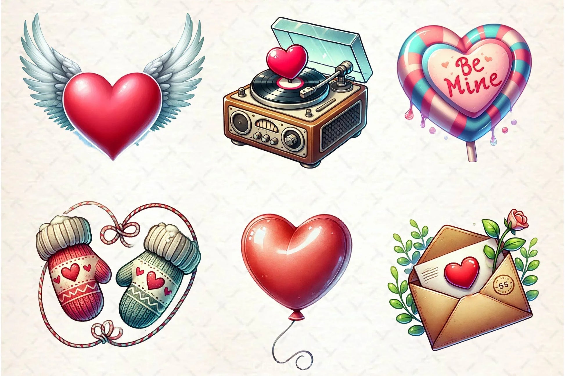 Retro Valentine Clipart Bundle 3 - CraftNest - Digital Crafting and Art