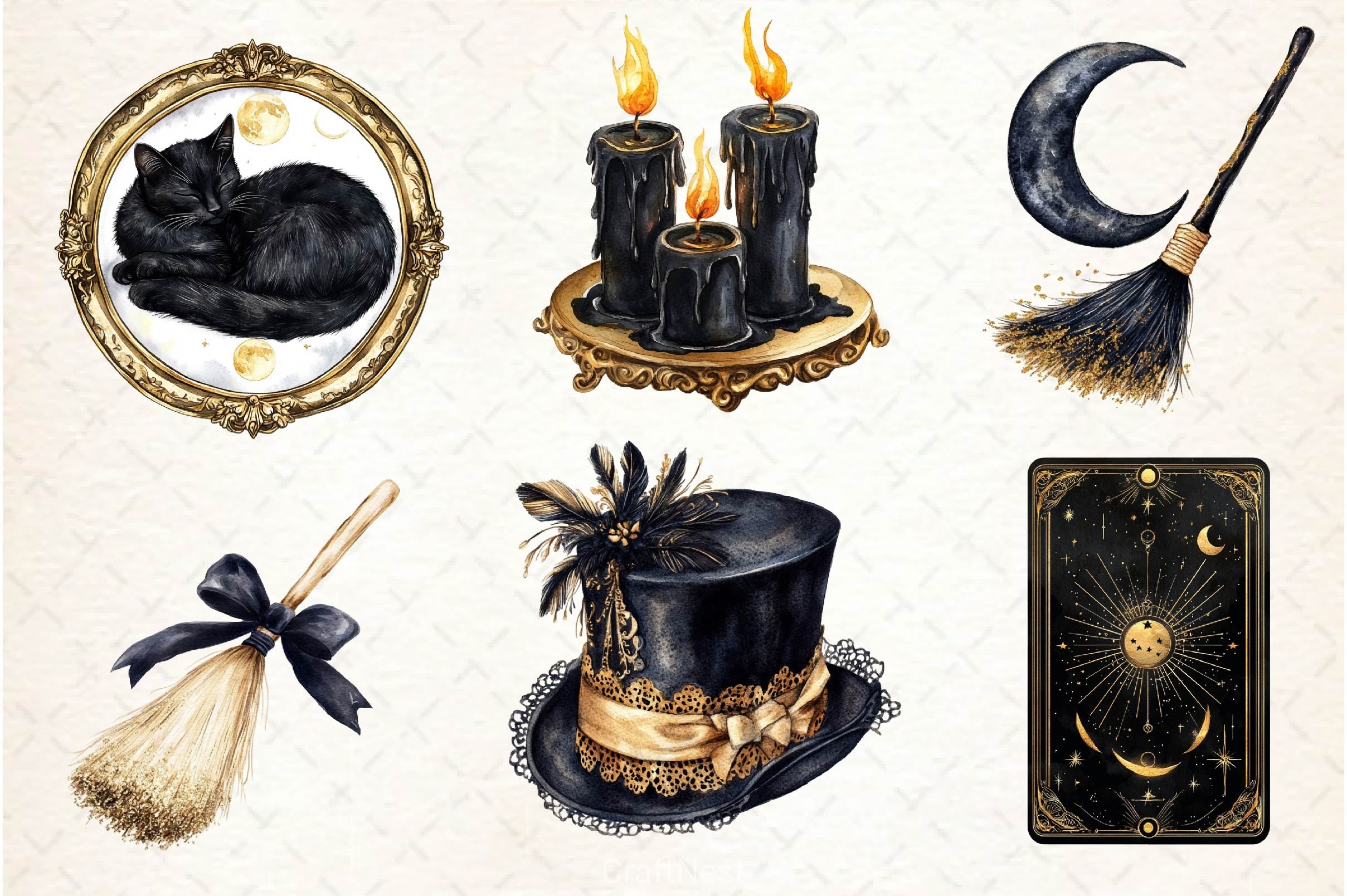 Luxury Black And Gold Halloween Clipart Bundle - CraftNest - Digital Crafting and Art