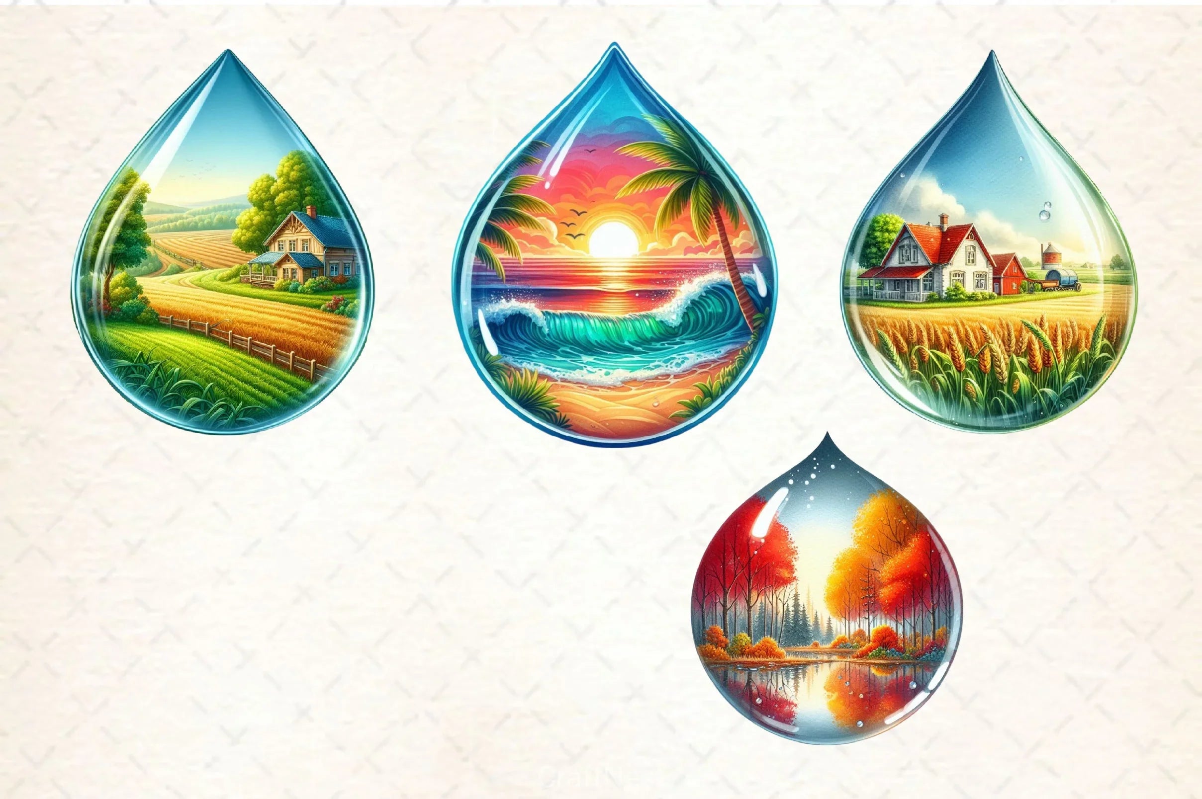 Landscape Water Droplet Clipart Bundle 2 - CraftNest - Digital Crafting and Art