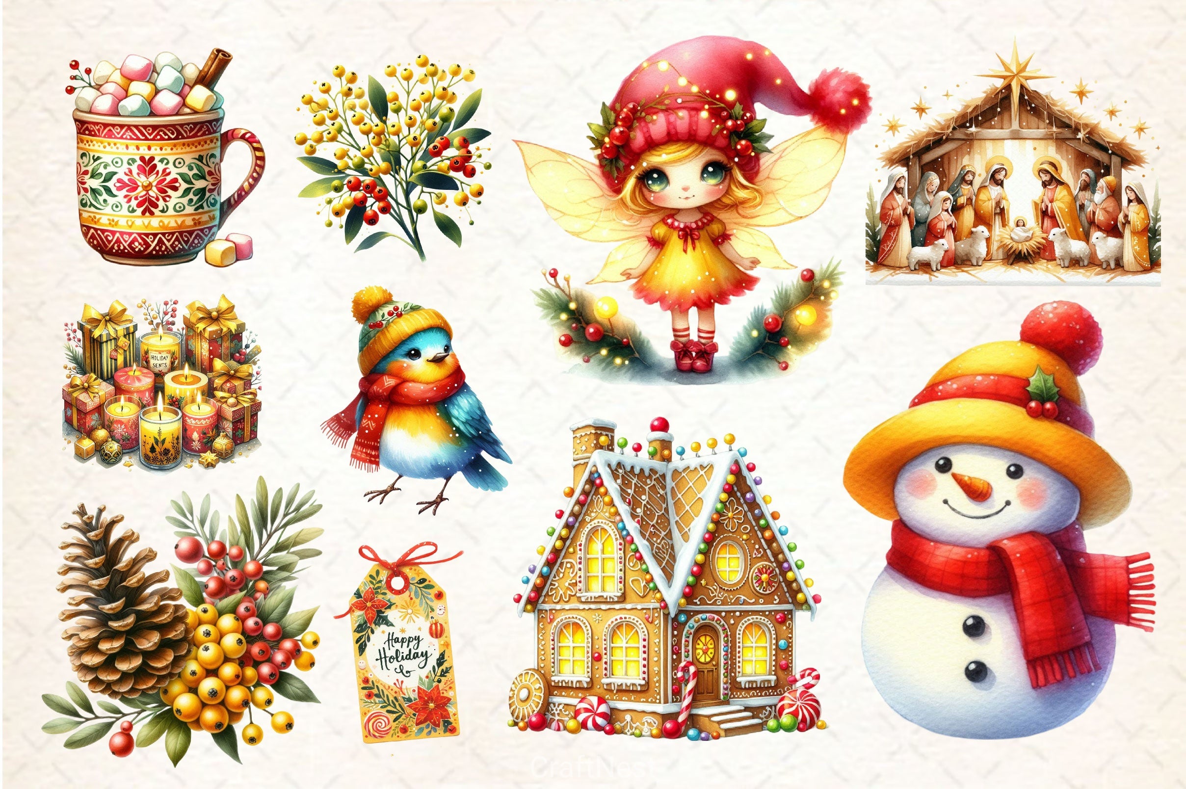 Yellow Christmas Clipart Bundle - CraftNest - Digital Crafting and Art