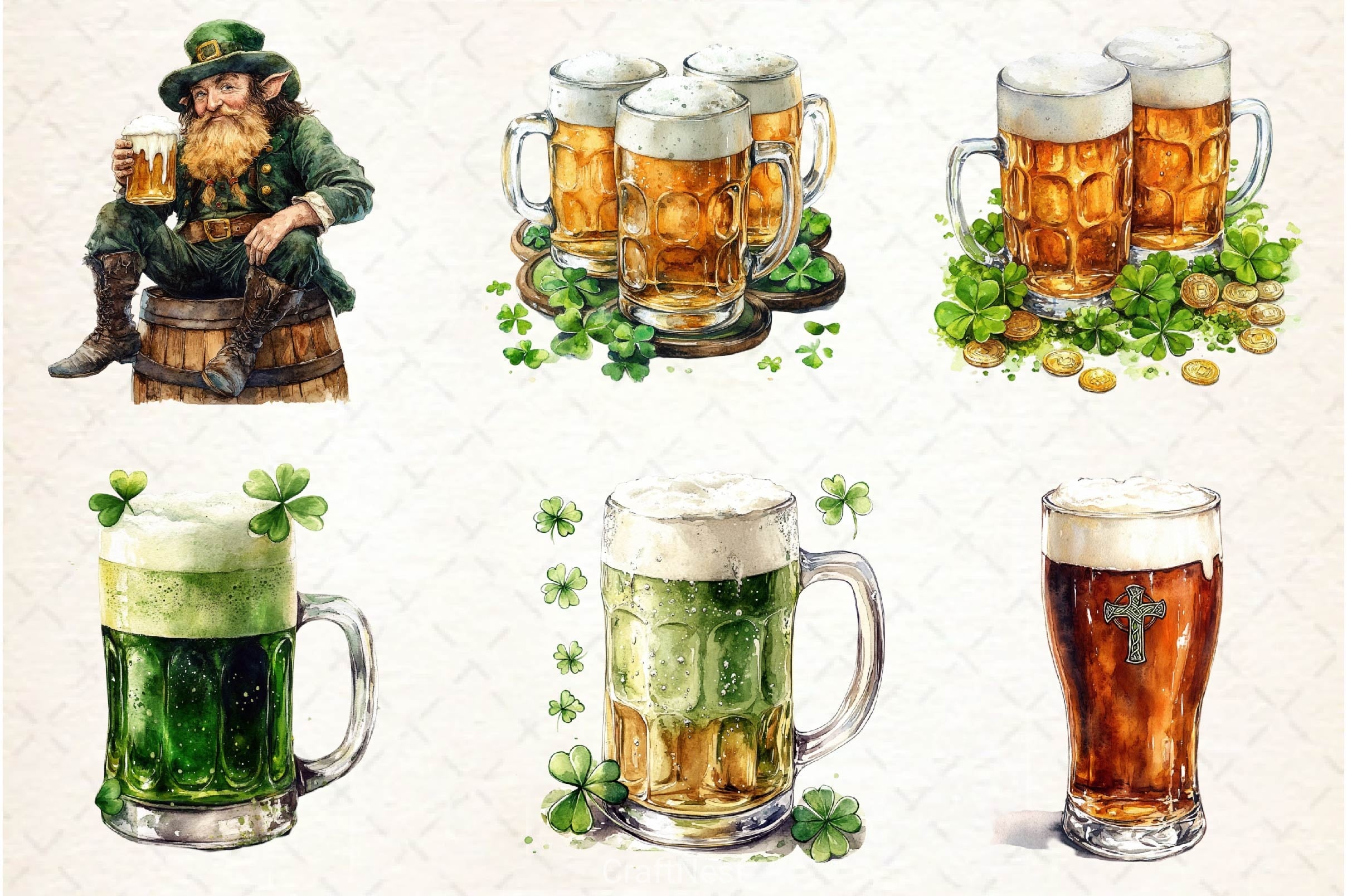 St Patrick's Day Beer Clipart Bundle - CraftNest - Digital Crafting and Art