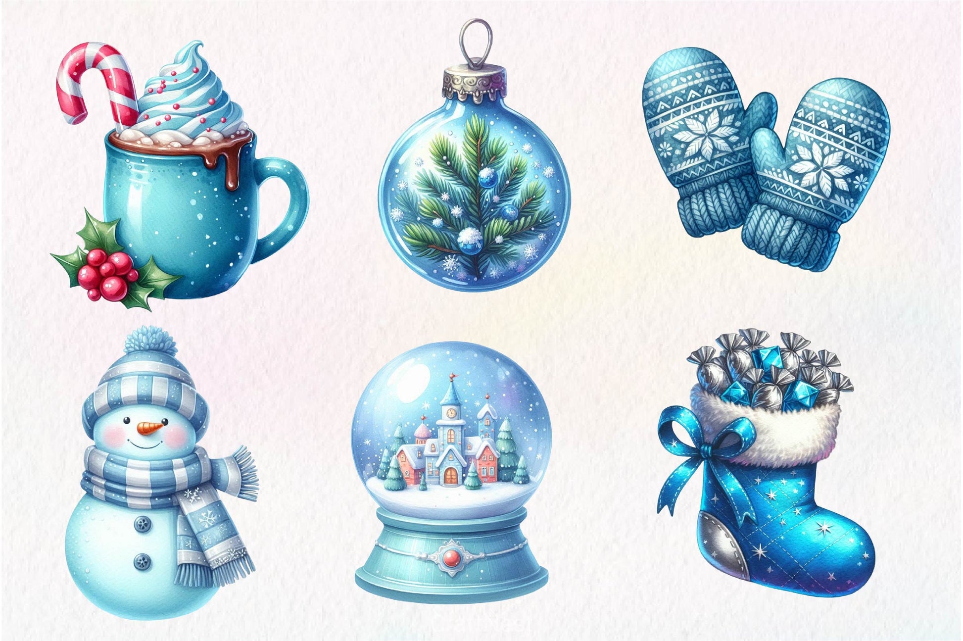 Blue Christmas Clipart Bundle 4 - CraftNest - Digital Crafting and Art