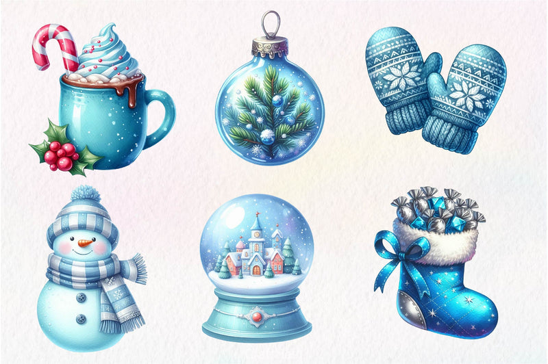 Blue Christmas Clipart Bundle 4 - CraftNest - Digital Crafting and Art