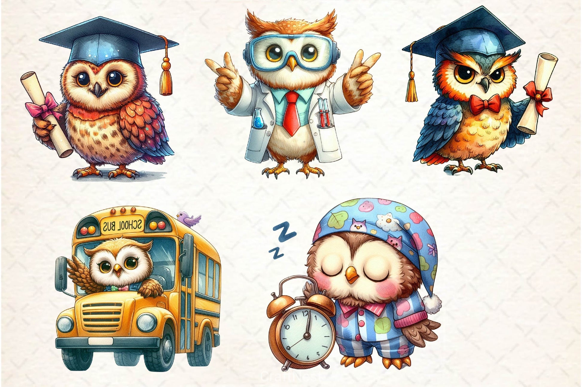 Back To School Owl Clipart Bundle - CraftNest - Digital Crafting and Art