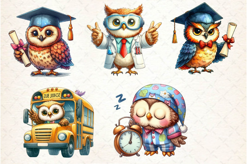 Back To School Owl Clipart Bundle - CraftNest - Digital Crafting and Art