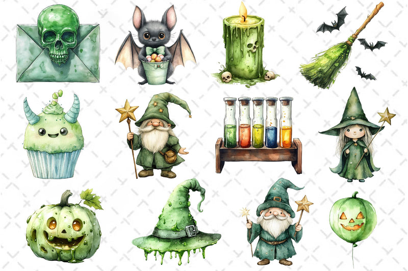 Green Halloween Clipart Bundle 4 - CraftNest - Digital Crafting and Art