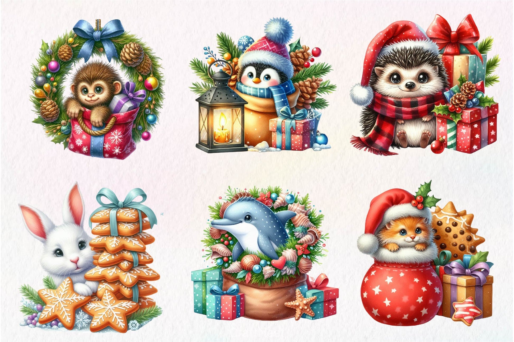 Christmas Animal Peeking Clipart Bundle - CraftNest - Digital Crafting and Art