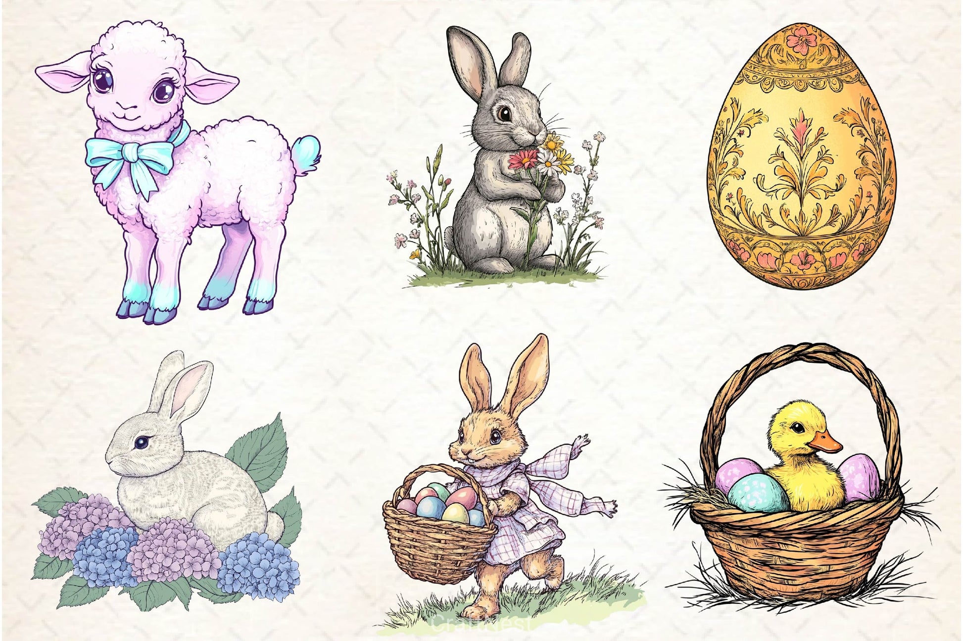 Vintage Easter Springtime Clipart Bundle - CraftNest - Digital Crafting and Art