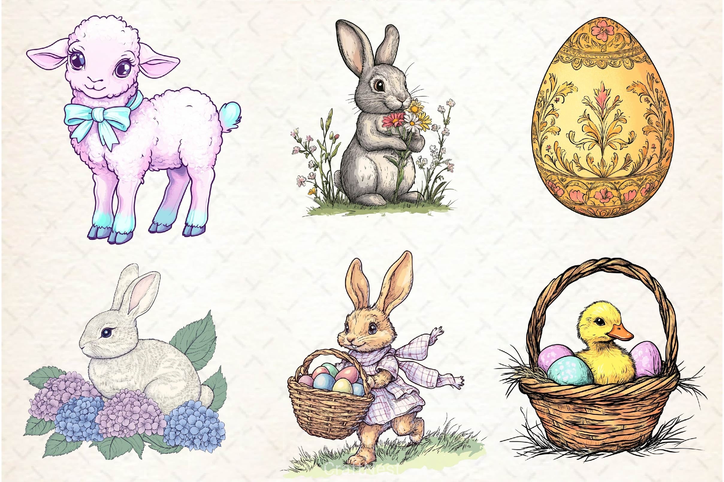 Vintage Easter Springtime Clipart Bundle - CraftNest - Digital Crafting and Art