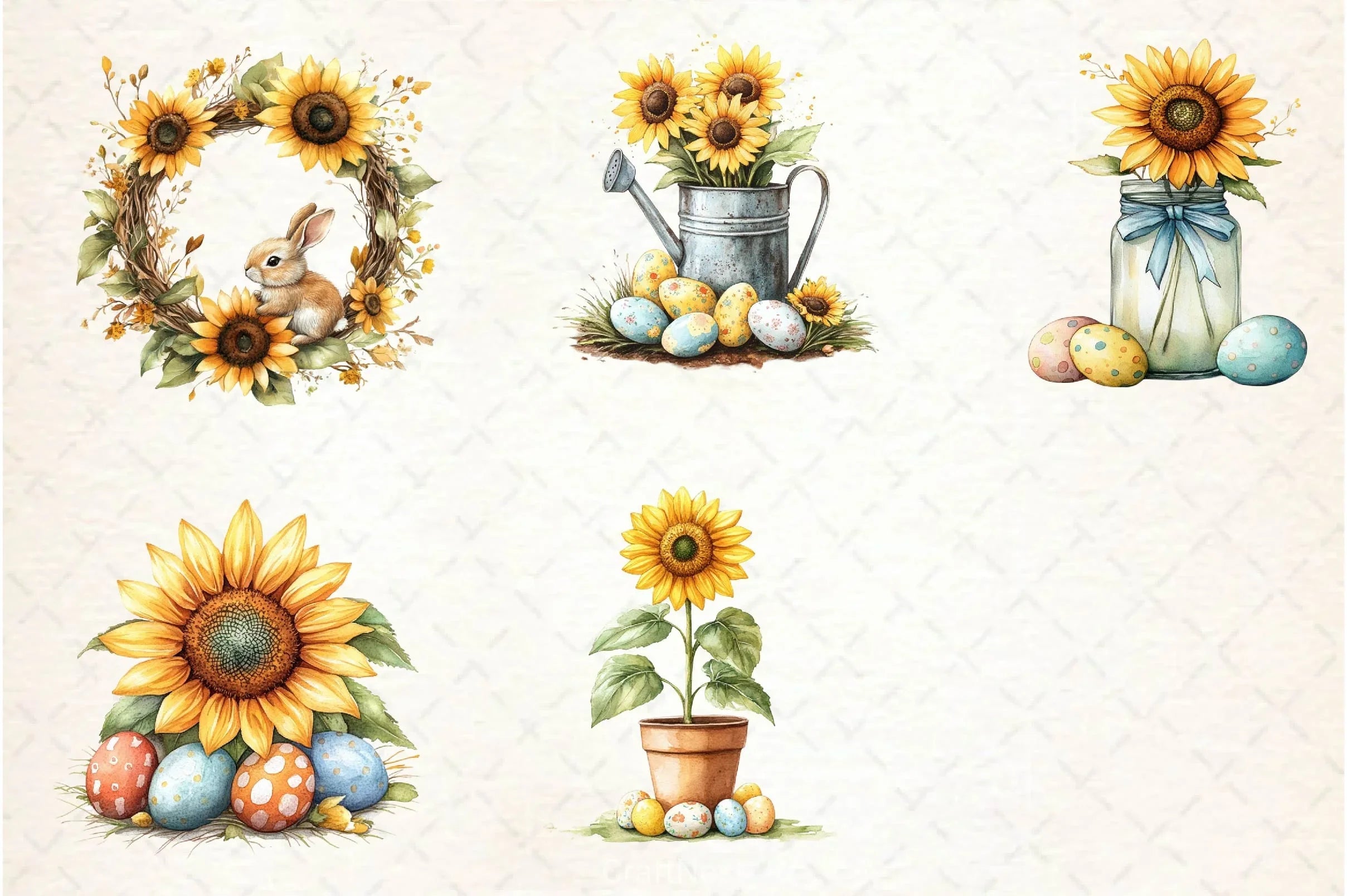 Easter Sunflowers Clipart Bundle 2 - CraftNest - Digital Crafting and Art