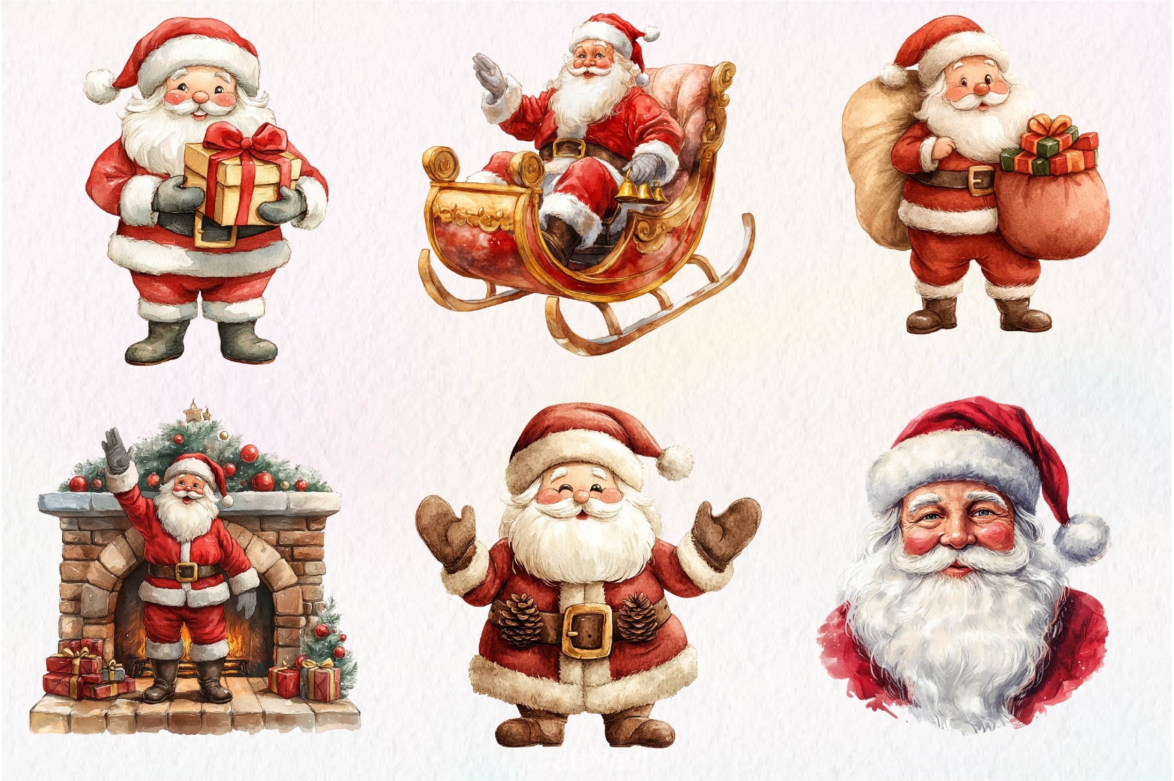 Vintage Santa Claus Clipart Bundle - CraftNest - Digital Crafting and Art