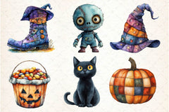 Patchwork Style Halloween Clipart Bundle - CraftNest - Digital Crafting and Art