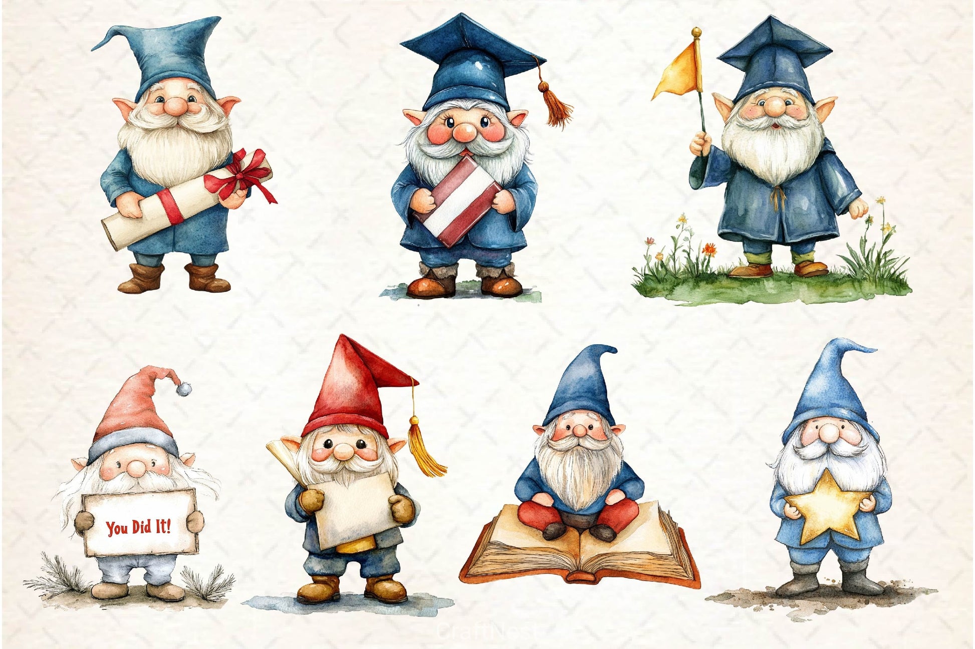 Graduation Gnome Clipart Bundle - CraftNest - Digital Crafting and Art