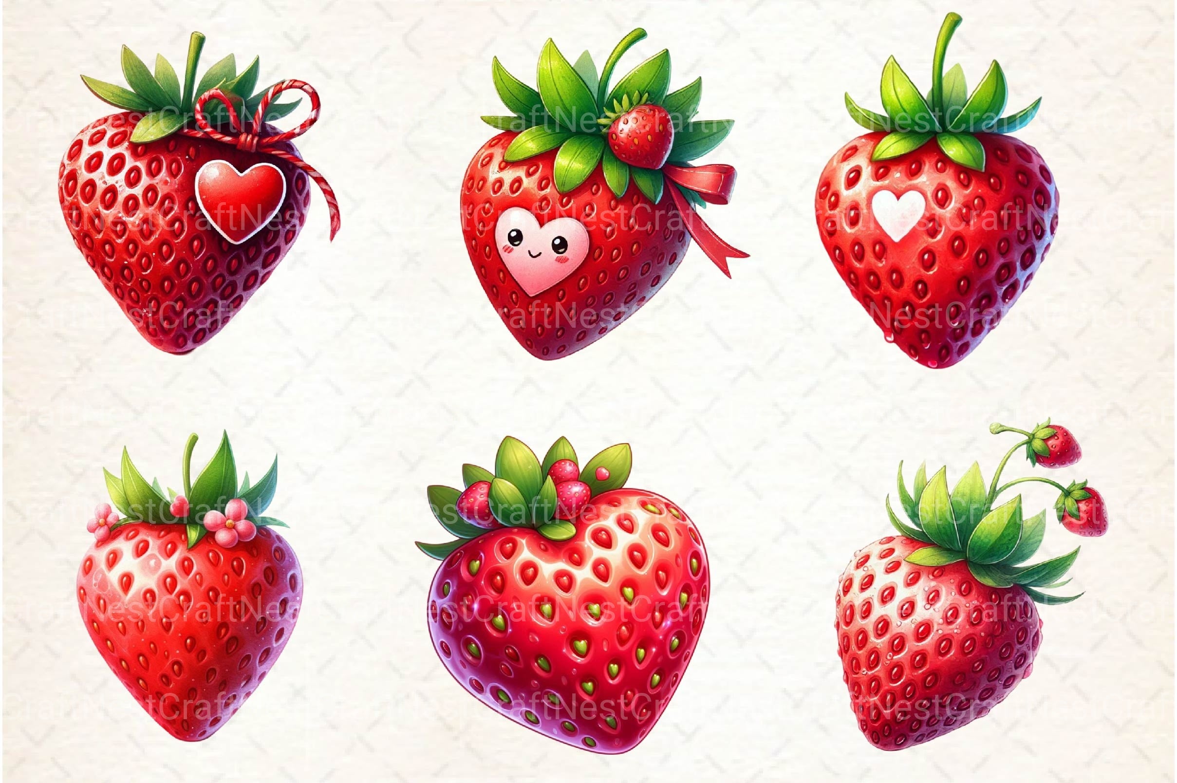 Valentine Strawberry Clipart Bundle 3 - CraftNest - Digital Crafting and Art