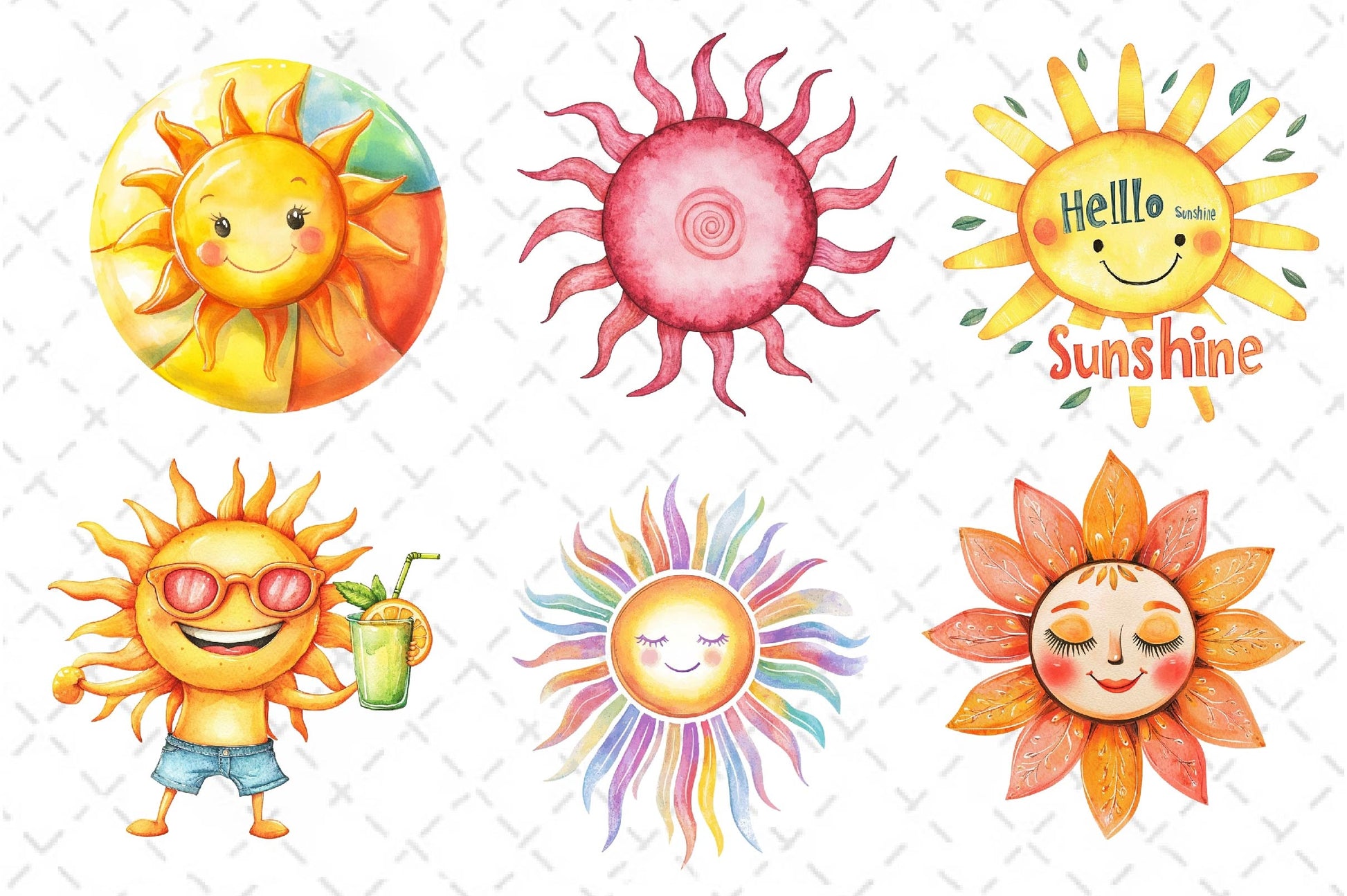 Groovy Cute Summer Sun Clipart Bundle - CraftNest - Digital Crafting and Art