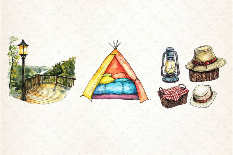 Glamping Camping Clipart Bundle - CraftNest - Digital Crafting and Art