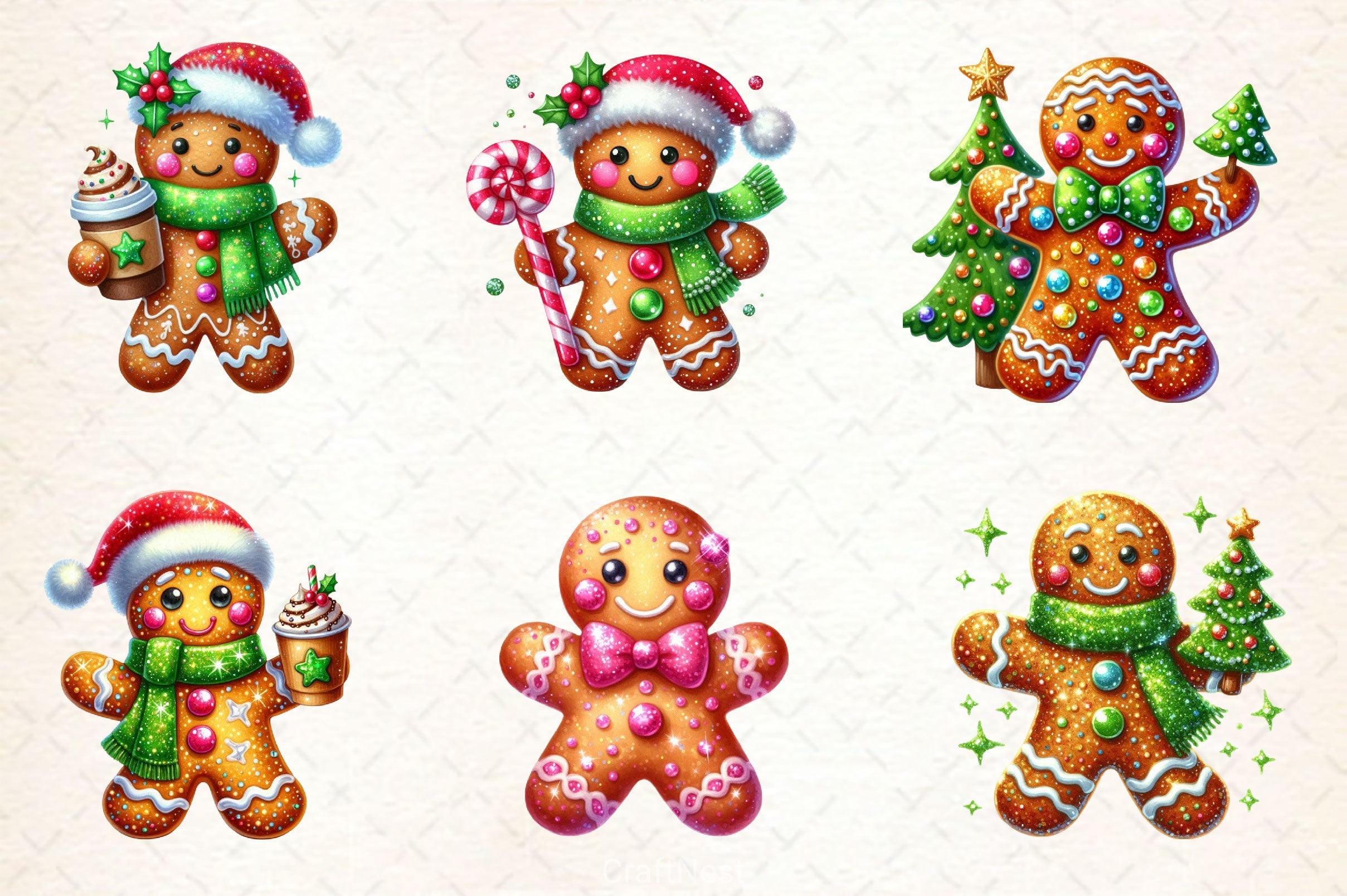 Glitter Gingerbread Man Clipart Bundle 2 - CraftNest - Digital Crafting and Art