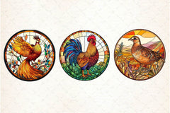 Round Stained Glass Birds Clipart Bundle 3 - CraftNest - Digital Crafting and Art