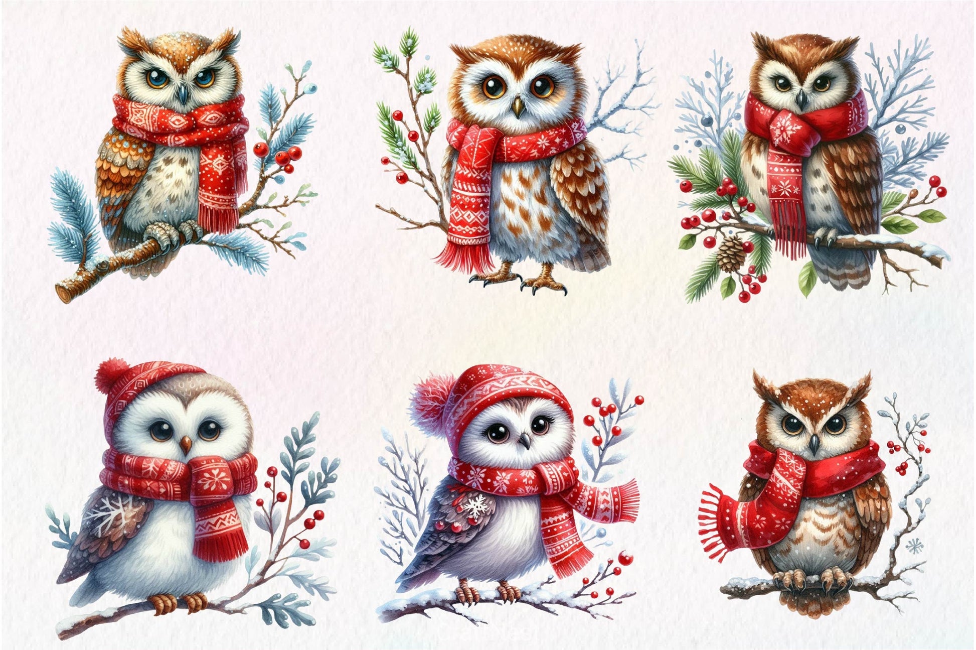Christmas Owl Clipart Bundle 4 - CraftNest - Digital Crafting and Art